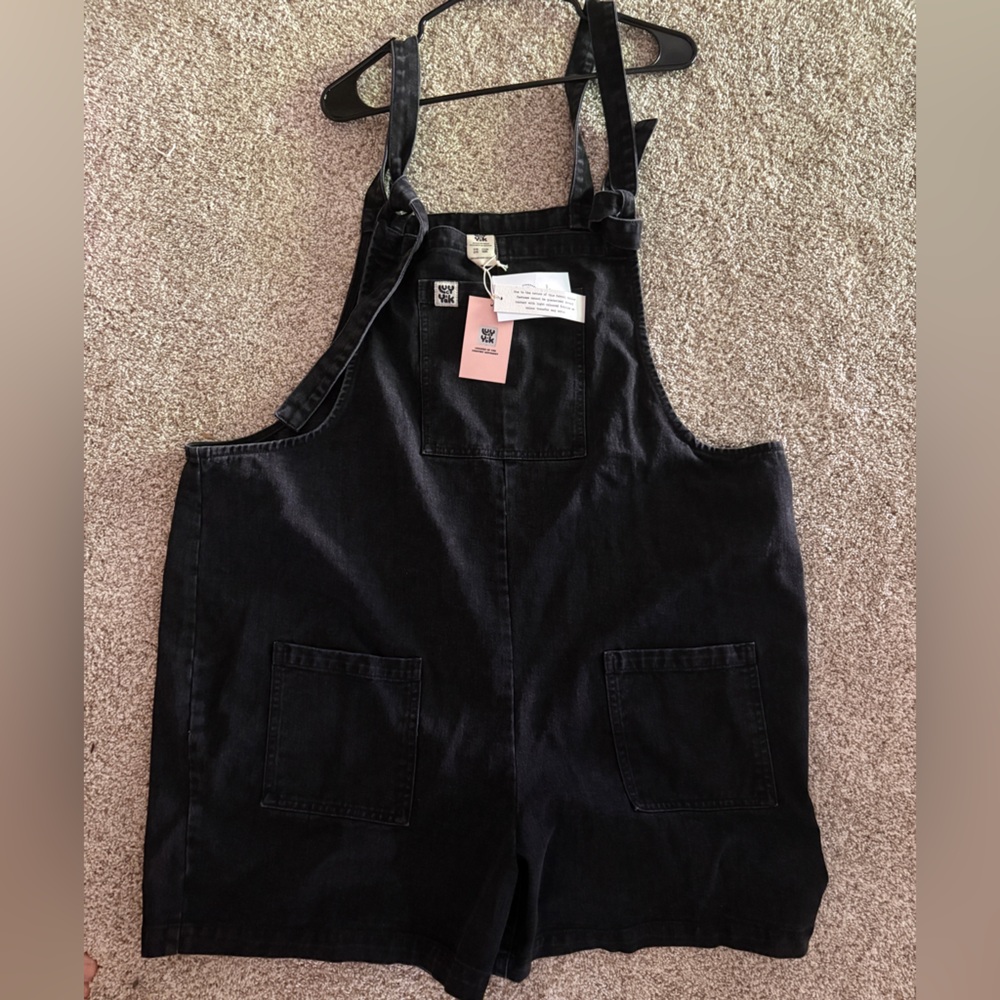 Lucy & Yak Black Denim Overall Shorts